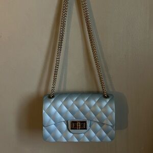 Elegant Blue Quilted Shoulder Bag
